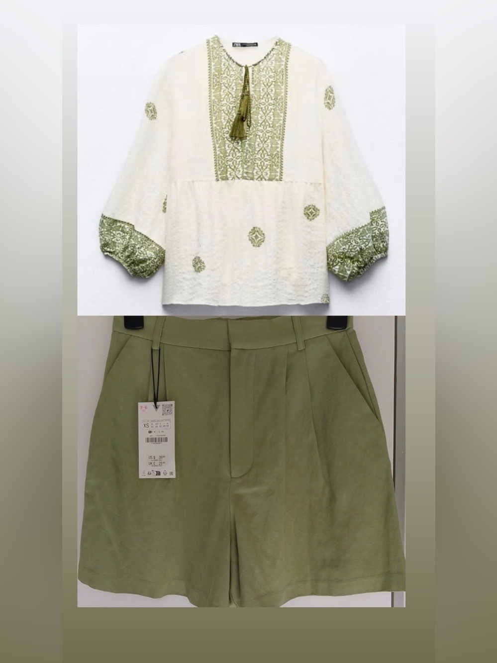 Zara set: Boho Cream Blouse and Shorts
